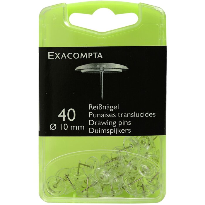 Exacompta Reißnägel Ø10mm glasklar 40 Stück transparent Kunststoffkopf