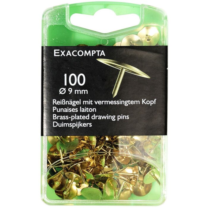 Exacompta Reißnägeln 14741E Blisterbox 10 Stück 9 mm messing
