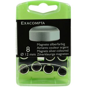 Schachtel mit 8 Stück Magnete, Ø12mm Silber