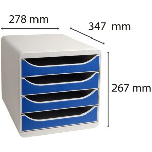 Exacompta Big-Box Classic lichtgrau-blau Schubladenbox 4 Schubladen A4