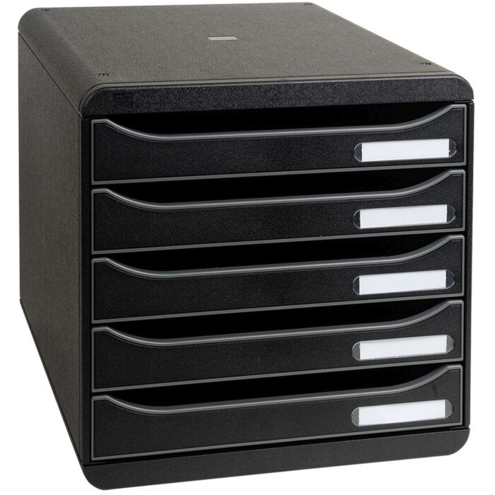 Exacompta Big-Box Plus Classic schwarz Schubladenbox A4 5-Fach 34,7x27,8x27,1cm