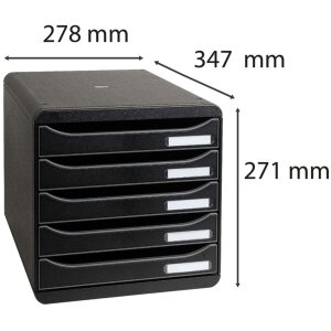 Exacompta Big-Box Plus Classic schwarz Schubladenbox A4 5-Fach 34,7x27,8x27,1cm