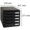 Exacompta Big-Box Plus Classic schwarz Schubladenbox A4 5-Fach 34,7x27,8x27,1cm