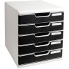 Exacompta Modulo A4 Ladenbox mit 5 Laden lichtgrau/schwarz 35x28,8x32cm