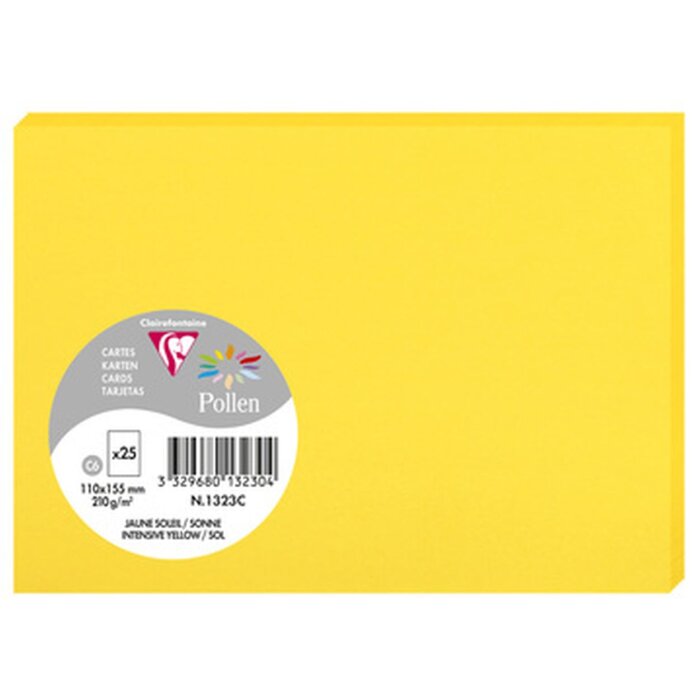 Clairefontaine Karte C6 Pollen 210g Sonne 110x155mm Pack 25 Stück