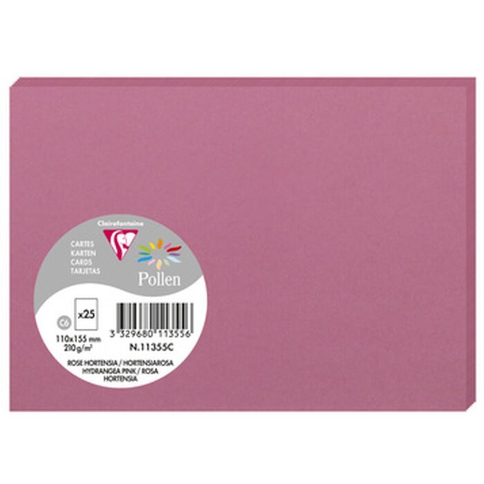 Clairefontaine Karte C6 Pollen 210g hortensienrosa Packung mit 25 Stück