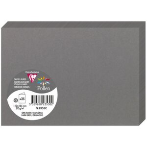 Clairefontaine Karte C6 Doppel 210g Dunkelgrau 25 Stück