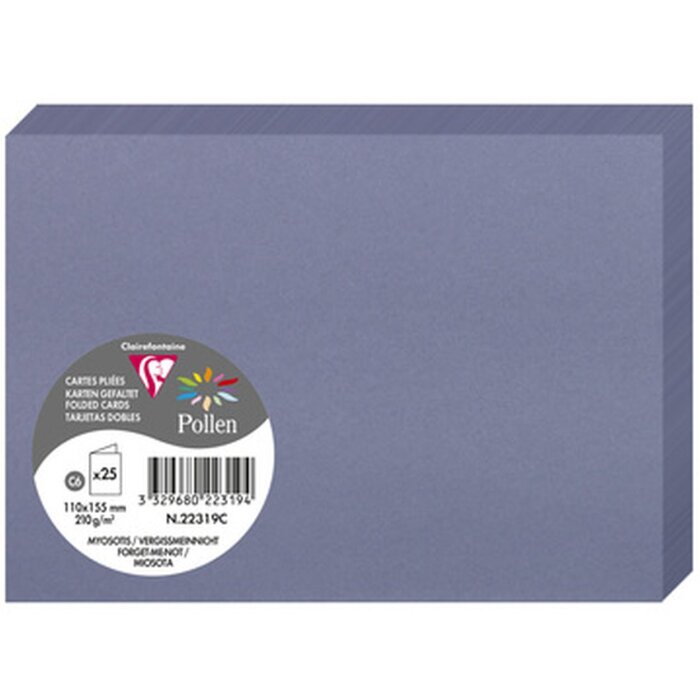 Clairefontaine Karte C6 Doppel 210g Vergissmeinichtblau 110x155mm