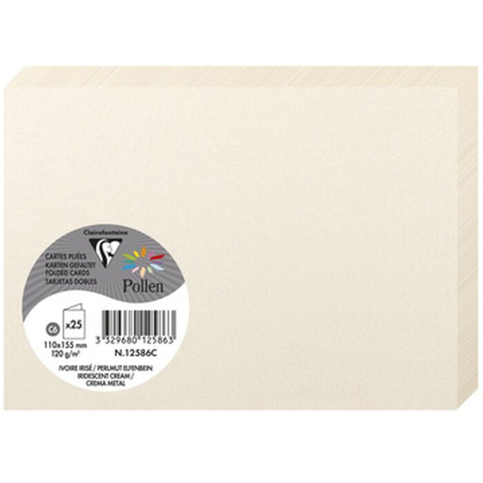 Clairefontaine Karte C6 Doppel 210g perlmutt elfenbein Pack 25