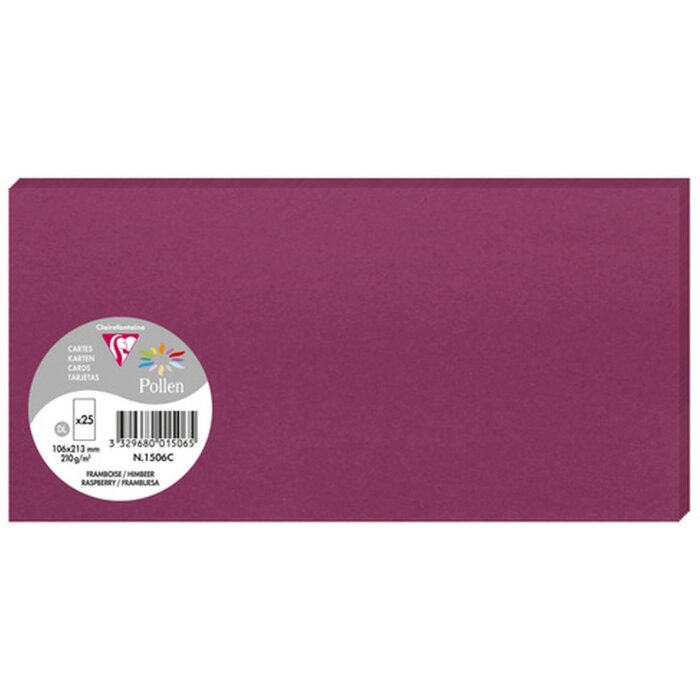 Clairefontaine Pollen Pack 25 Karten DL 106x213mm 210g Himbeer