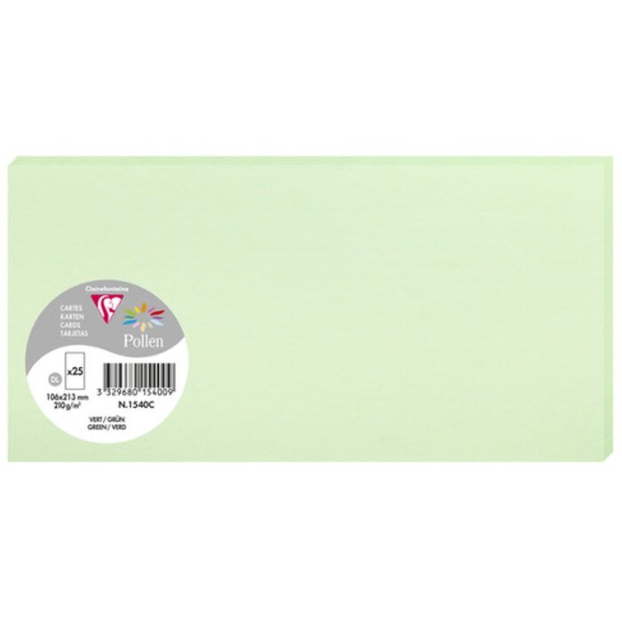 Clairefontaine Pollen Pack 25 Karten DL 106x213mm 210g grün