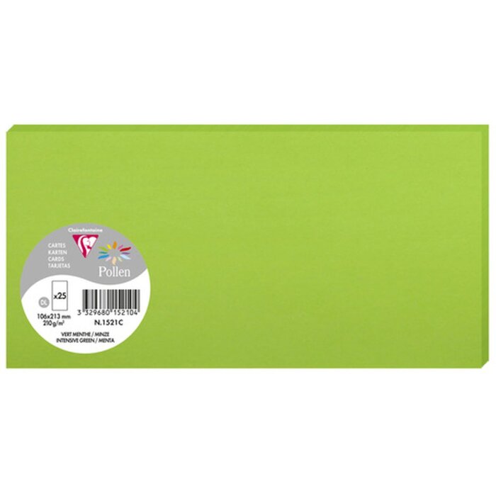 Clairefontaine Pollen Karten DL 106x213 mm 210g Minze Packung 25 Stück