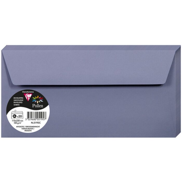 Clairefontaine Umschlag DL Pollen 120g vergissmeinichtlbau 20 Stück