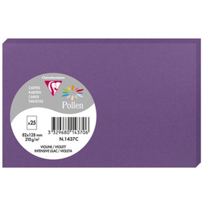 Clairefontaine Karte Pollen 82x128 violett Packung mit 25 Stück