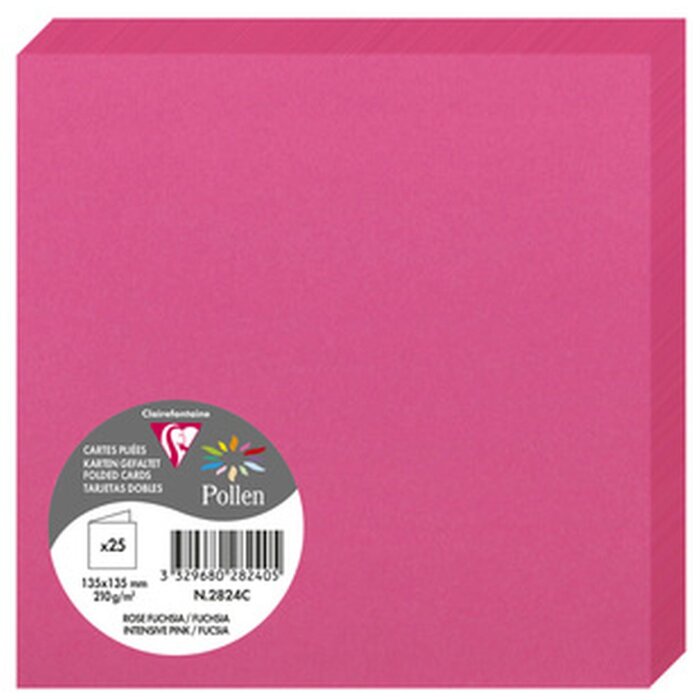 Clairefontaine Doppelkarte Pollen 135x135 fuchsia Pack mit 25 Stück