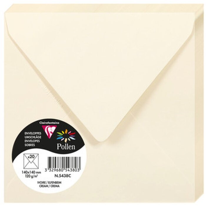 Clairefontaine Umschlag Pollen Elfenbein 20 Stück 140x140 mm 120g