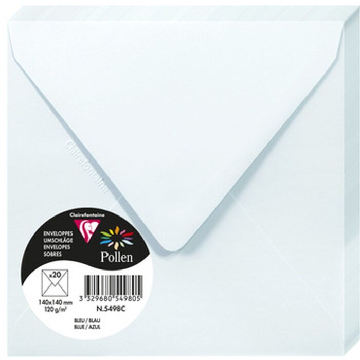 Clairefontaine Umschläge Pollen 20 Stück blau 140x140 mm 120g