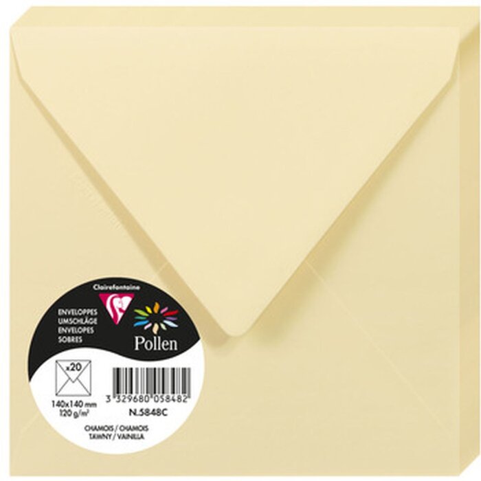 Clairefontaine Umschläge Pollen 20 Stück chamois 140x140 mm 120g