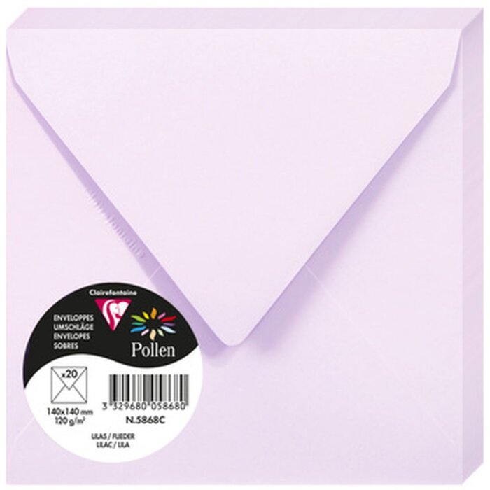 Clairefontaine Umschläge Pollen flieder 140x140 mm 120g 20 Stück