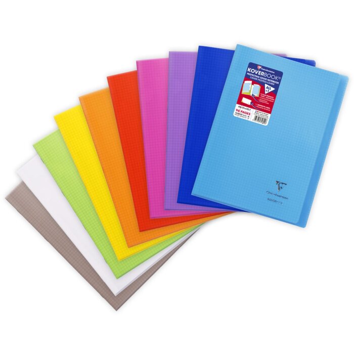 Clairefontaine Koverbook A4 48 Blatt 90g kariert PP Einband transparent sortiert