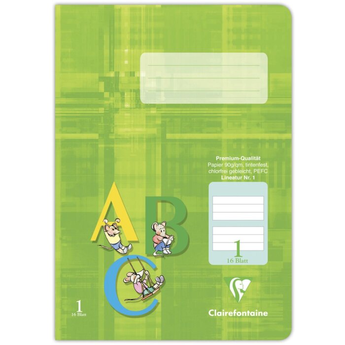 Clairefontaine Schulheft A5 liniert 16 Blatt grüne Lineatur 1 zitrusgrün