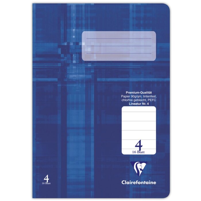 Clairefontaine Schulheft A5 liniert 16 Blatt Lineatur 4 blau