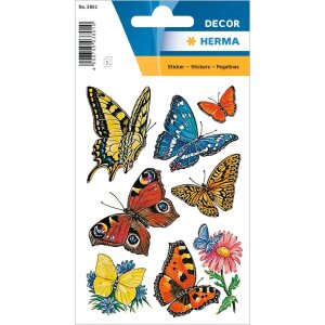 HERMA Sticker Bunte Decor-Schmetterlinge 3 Blatt 9x16 cm...