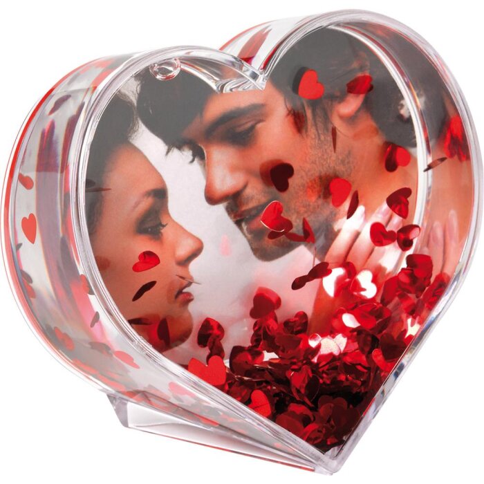 Walther Glitterherz Fotoglitzerkugel Herzform roter Glitzer für Foto 6,5x9,1 cm