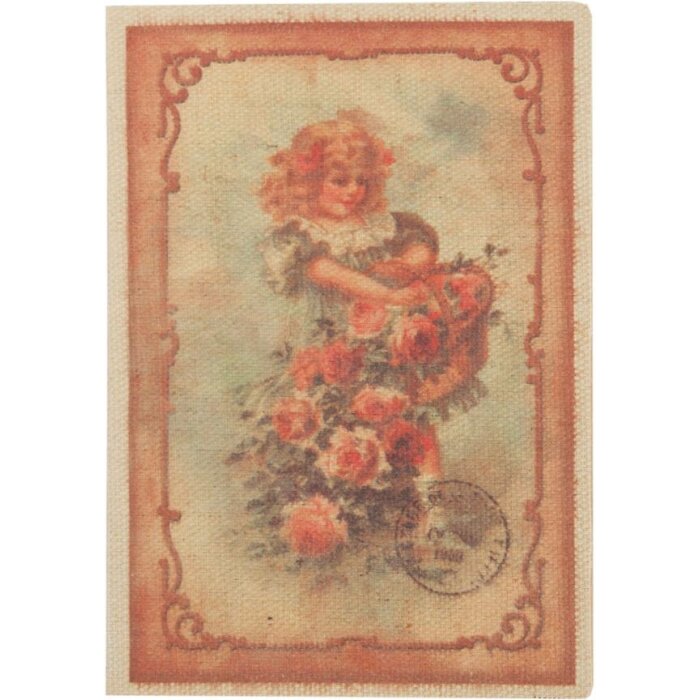 Clayre & Eef 6PA0163 Karte Blumenmädchen 12,5x17,5 cm nostalgisch Papier