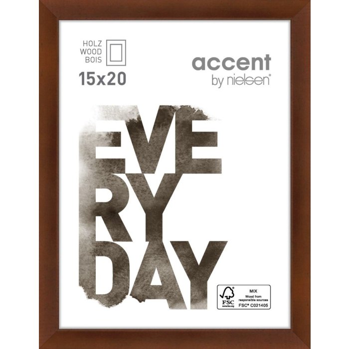 Nielsen Bilderrahmen Zoom 15x20 cm Walnuss Normalglas schmale abgerundete Leiste