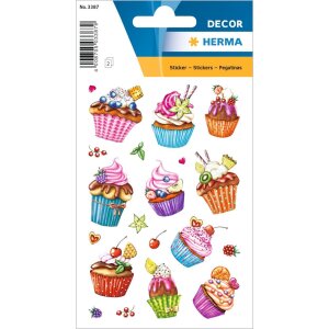 HERMA DECOR Sticker Cupcakes Glitzer Folienaufkleber 2...