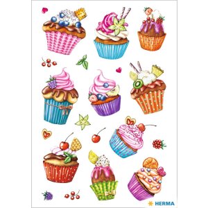 HERMA DECOR Sticker Cupcakes Glitzer Folienaufkleber 2...
