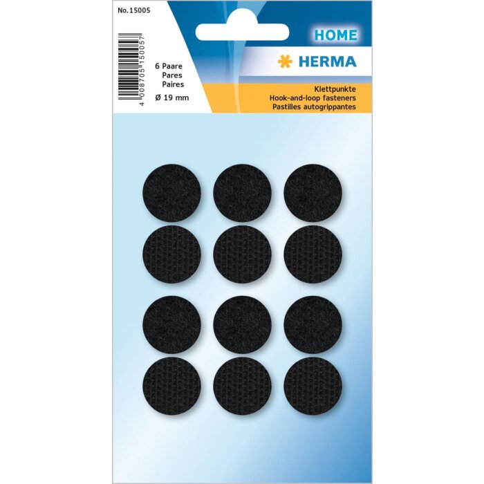 HERMA Klettpunkte schwarz 19 Millimeter Durchmesser