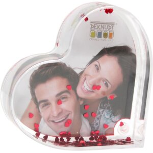 Fotoherz in Acryl mit roten Herzglitter