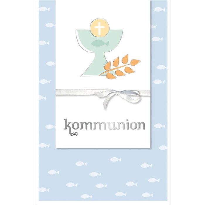 Artebene Glückwunschkarte zur Kommunion Kelch Silberprägung mit Umschlag